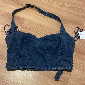 Free People denim crop top